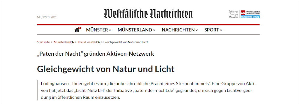 Lichtverschmutzung in Lüdinghausen reduzieren